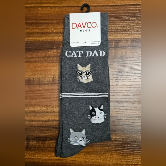 Davco Other - Davco Men's Cat Dad Charcoal Socks